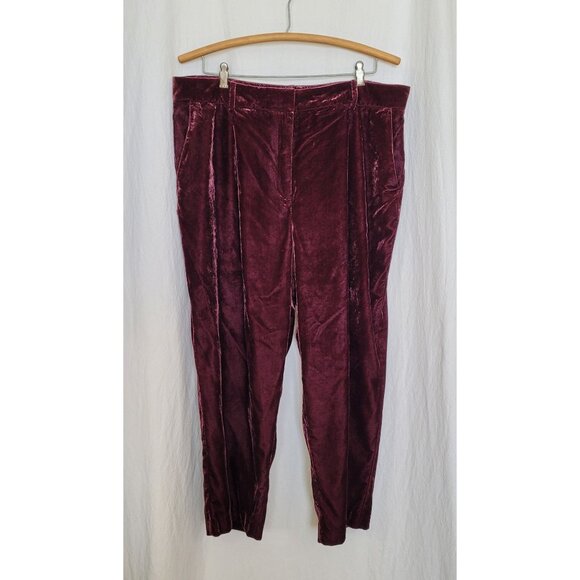 LOFT Burgundy Rayon Velvet Pants Women's Size 16 LUXURY! - Picture 1 of 8